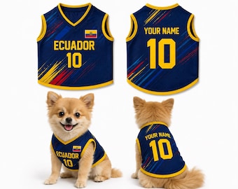 Custom Ecuador Football Jersey For Dog & Cat: Personalized Ecuador Soccer Jersey Tee, Custom Ecuador Jersey Shirt, Ecuador Pet Soccer Jersey