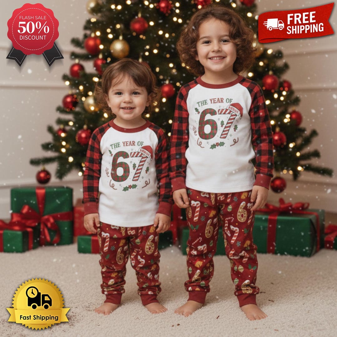 Kids Six Seven Pajamas, Funny 67 Christmas Pajamas Set, 2025 Slang ...