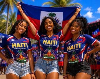 Custom Haiti Football Jersey For Adult & Kid, Pet,  Custom Name Number Soccer Shirt, Women Football Fan Gift, Custom crop top jersey