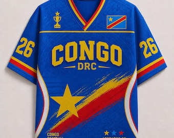 Custom Leopards Congo DR Soccer Jersey, Adult Kid Pet Football Shirt: DR Congo Football Fan Shirt, Match 26 Game Day Tee, DR Congo Jersey
