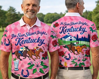 Horse Racing Golf Polo Shirt, Talk Derby To Me, Fathers day Gift for Dad Papa, Men Golf Outfit Shirt, Race Day Country Club Outfit