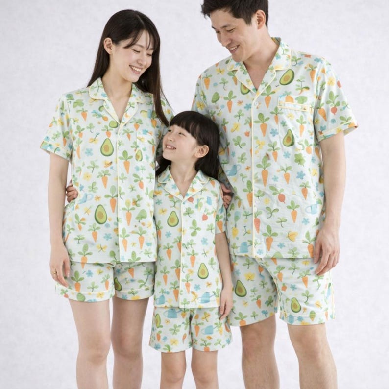 Easter Family Matching Satin Pajamas Bunny Carrot Print, Mommy and Me Pajama Set, Cute Easter PJs, Family Matching Sleepwear,Easter day Gift image 2