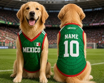 Custom Mexico Football Jersey For Dog & Cat: Personalized Mexico Soccer Jersey Tee, Custom Mexico Jersey Shirt, Mexico Pet Soccer Jersey