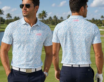Polo de golf para papá y niña, camiseta divertida para papá para el Día del Padre, lindo regalo de papá de parte de su hija, polo de golf personalizado, camiseta "Dad Life" para hombres.