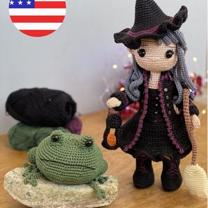 Niona the Halloween Witch and Bufo the Toad Crochet Pattern PDF Download