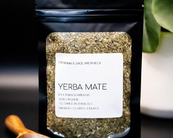Organic Yerba Mate • Ilex paraguariensis • Dried for Tea, Focus, Aromatherapy & Rituals Use