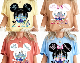 Disney Family Trip Shirts 2026, Matching Disney Vacation Tees, Custom Name Mickey Minnie Castle Shirt, Family Disney World Outfit