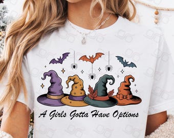 Retro Halloween PNG, A Girl Gotta Have Options PNG, Spooky Witches Clipart, Feeling Witchy Sublimation, Trendy Halloween Digital Download