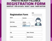 Fillable PDF Registration Form with Photo, Editable Signup Form, Student ID Form, Event Registration with Picture Upload, Instant Download