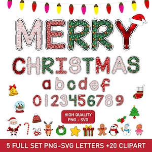 Christmas Alphabet PNG Christmas Letters Numbers Clipart Santa Alphabet PNG SVG Christmas Font Merry Christmas Doodle Santa Font Clipart