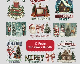 Retro Christmas Png Bundle, Trendy Christmas Png, Merry Christmas Png, Popular Holiday Png, Retro Xmas Stickers, Funny Xmas Design