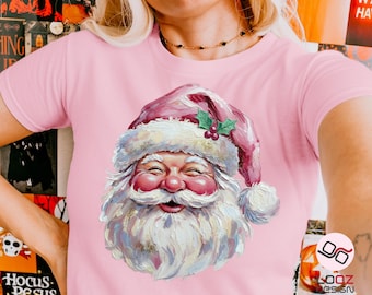 Hand-painted Retro Santa Christmas Png, Preppy Brushstroke Christmas Png Vintage Merry Christmas PNG, Holiday Sublimation Digital Download