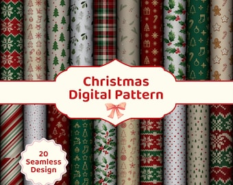 Weihnachten digitales Papier, nahtlose Muster, Weihnachten digitale Muster Bundle, Geschenkpapier Muster, Weihnachten Hintergründe, Weihnachten digitale Papiere