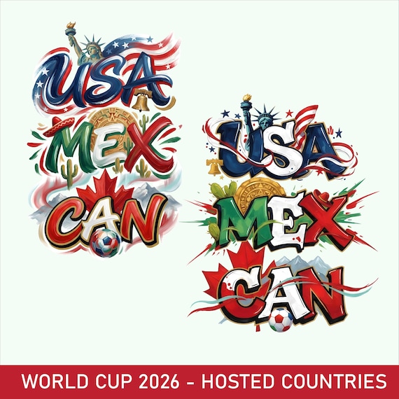 World Cup 2026 Host Countries Png Bundle, USA Mexico Canada Soccer Design, Football Fan PNG, WC 2026 Soccer Graphic, 2026 World Cup Design