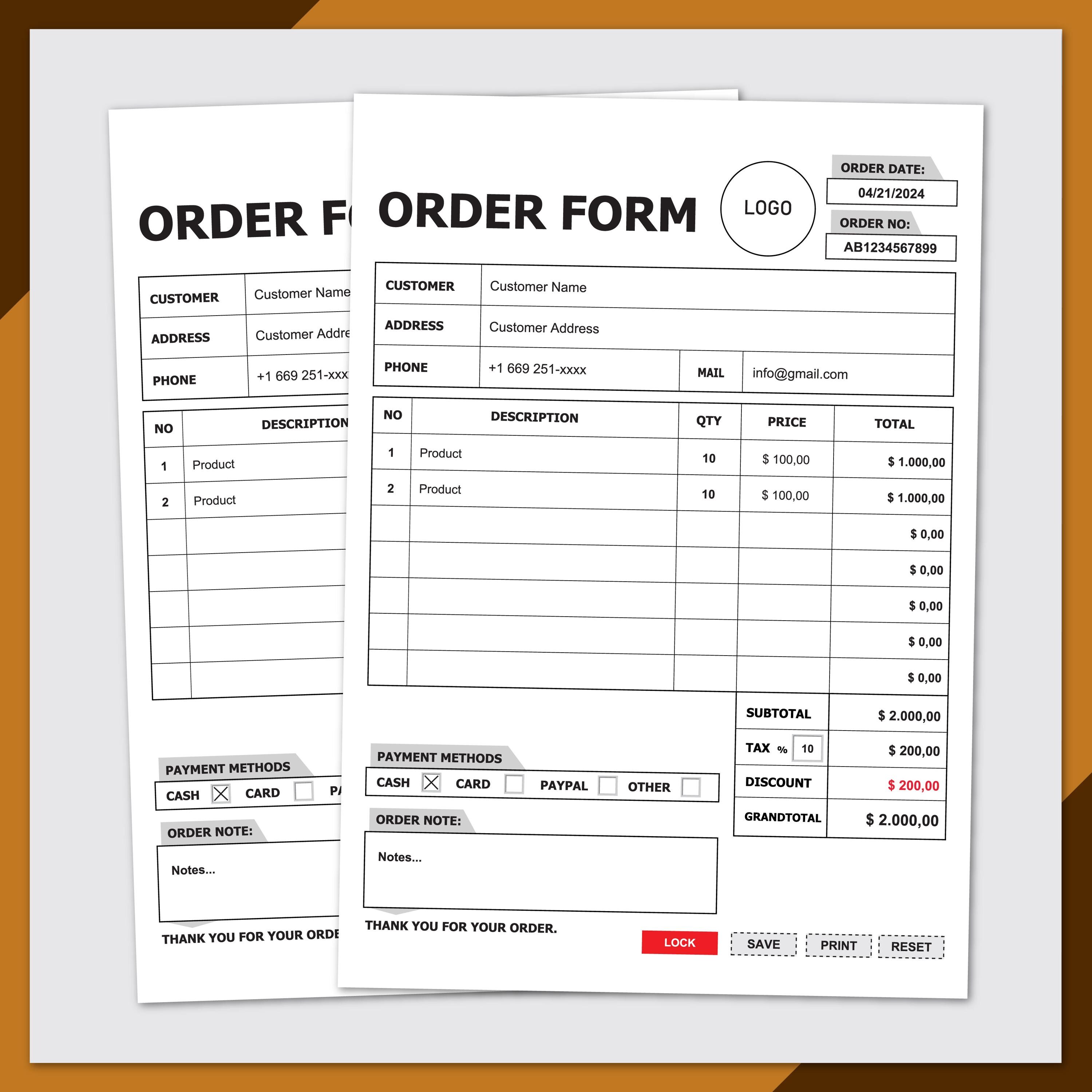 Fillable Order Form Template Printable, Order Form for Small Business ...
