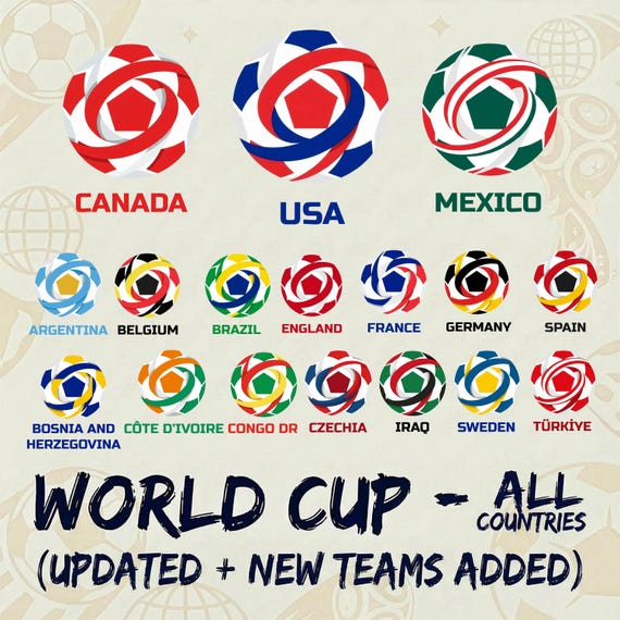 World Soccer Cup Countries Icons PNG Bundle, Soccer Nations Icon Set, 2026 Football Teams Design, WC 2026 Nations Pack, Football Team Icons