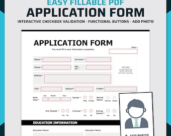 Fillable Employee Application, Job Application Template, Application for Employment, HR Template, Editable New Employee Application Form