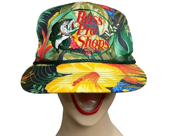 Bass Pro Hawaiian Print Snap Back Trucker Hat Adjustable Deadstock New