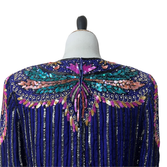 1980s Carina Ornate Beaded Sequins Dress Art Deco… - image 9