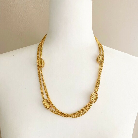 Kenneth Jay Lane Long Gold Tone Filligree Beads - Etsy Israel