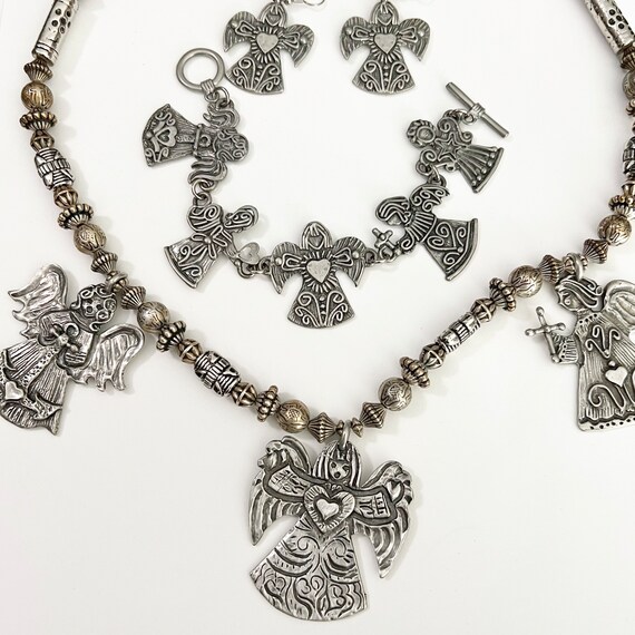 Marcie Pewter Angel Set Earrings Necklace Bracele… - image 1