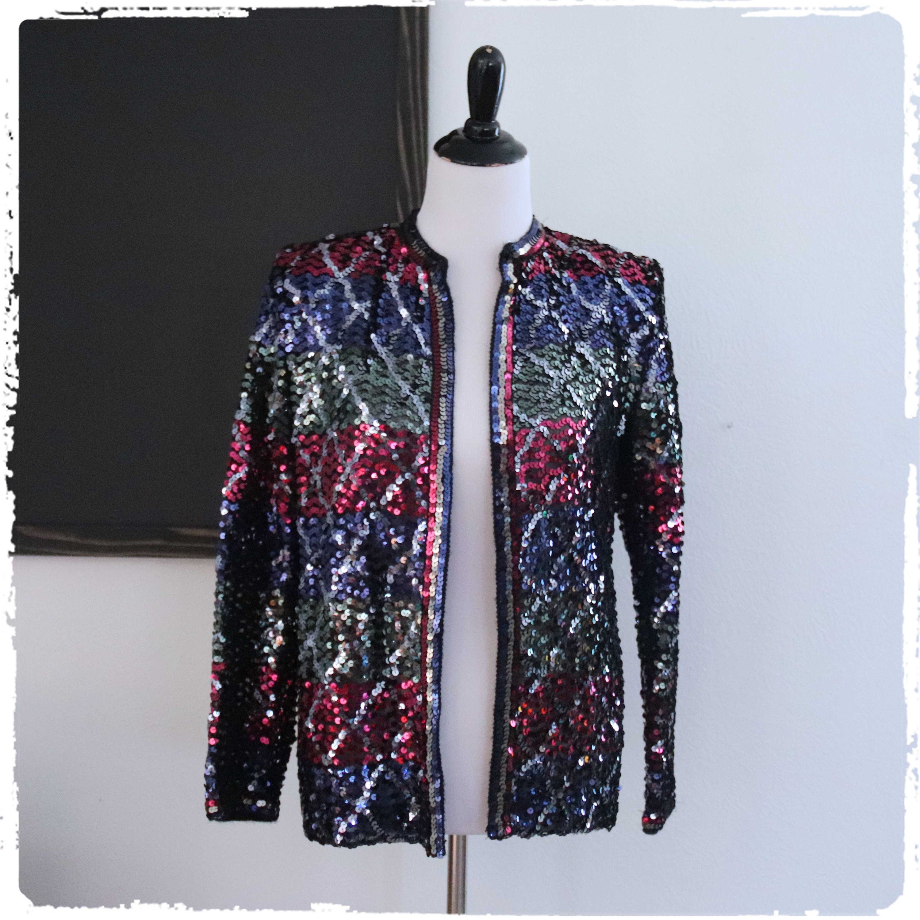 1970s Neiman Marcus Sequin Jacket Open 