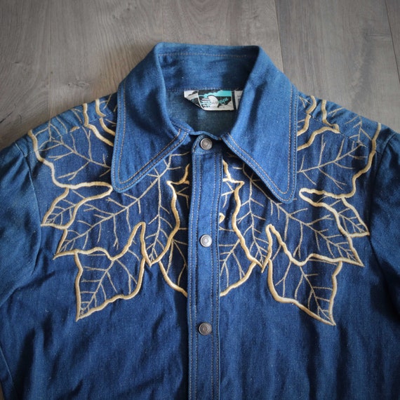 1970s Antonio Guiseppe Denim Jacket Gold Embroide… - image 3