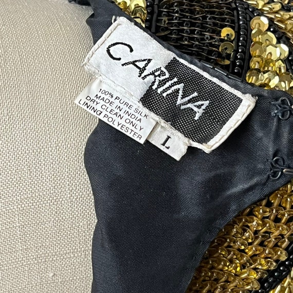 Carina Black And Gold Heavily Beaded and Sequins … - image 10