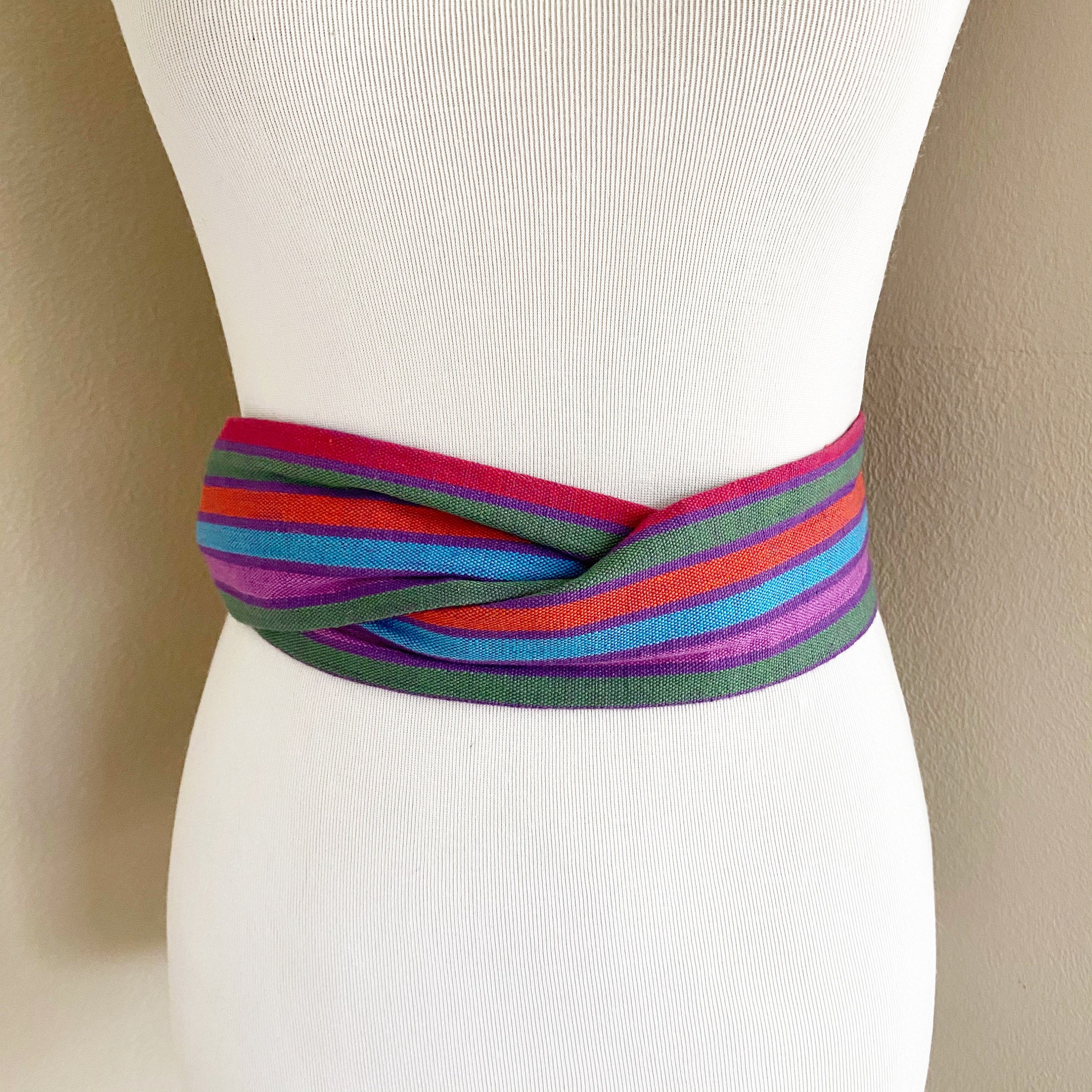 1980s Striped Fabric Belt Criss Cross Hook Loop Details By | Etsy