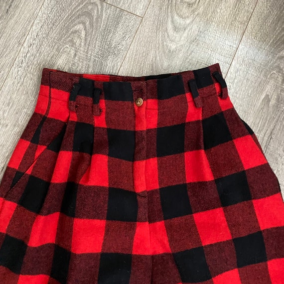 1980s British Khaki Buffalo Check Plaid Shorts Hi… - image 3