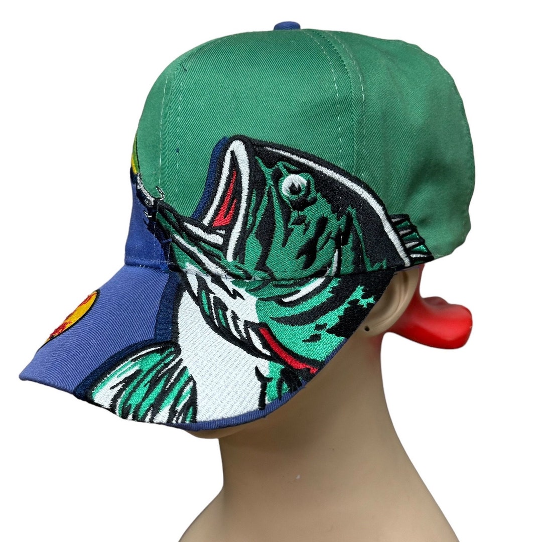 Casquette Snapback BASS PRO SHOPS Vintage Années 90 - Logo Leurre Vert, Réglable - Occasion TB