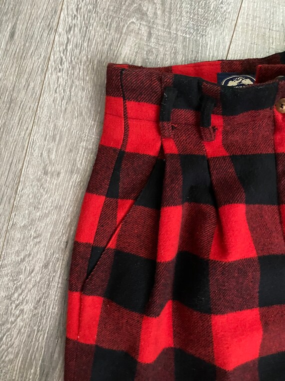 1980s British Khaki Buffalo Check Plaid Shorts Hi… - image 6