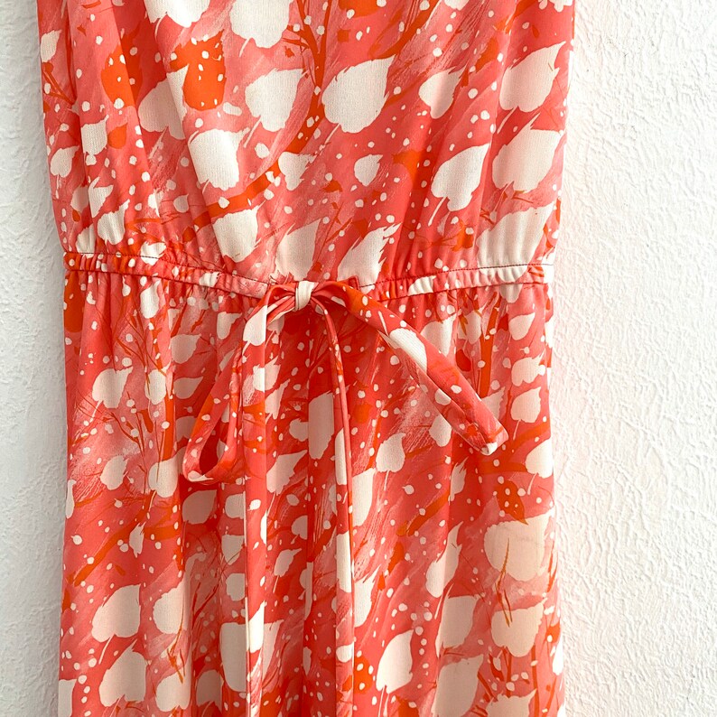 1970s Polyester Leisure Jumpsuit Pink White Leaves Wide Leg Etsy