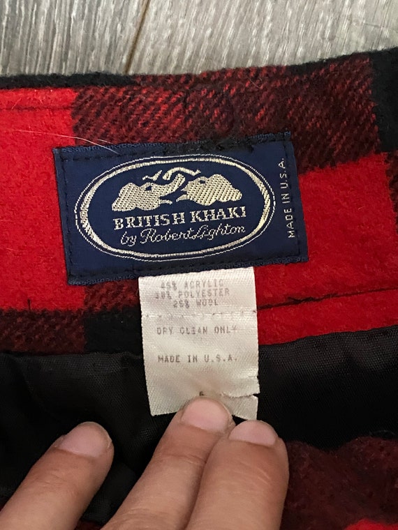 1980s British Khaki Buffalo Check Plaid Shorts Hi… - image 8