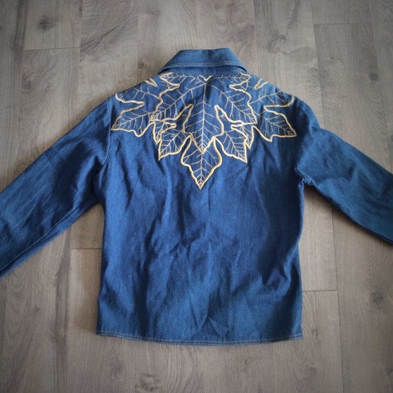 1970s Antonio Guiseppe Denim Jacket Gold Embroide… - image 6