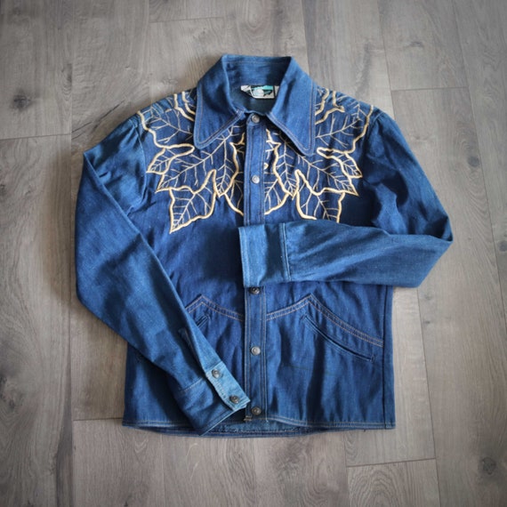 1970s Antonio Guiseppe Denim Jacket Gold Embroider