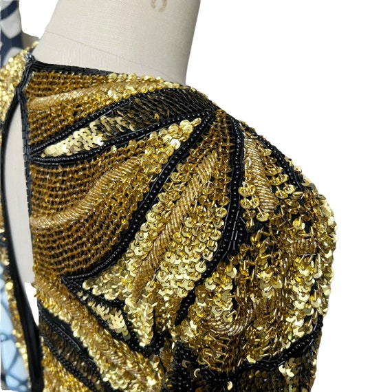 Carina Black And Gold Heavily Beaded and Sequins … - image 5