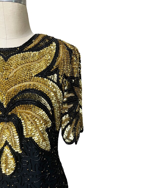 Carina Black And Gold Heavily Beaded and Sequins … - image 3
