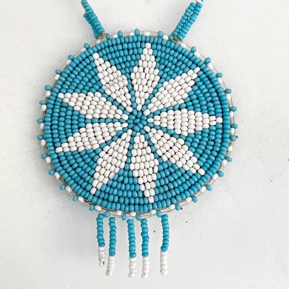 1980s Seed Bead Star Necklace Native American Wom… - image 2