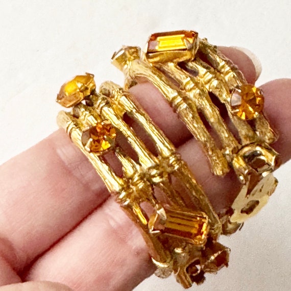 1980s Graziano Wide Hoope Earrings Citrine Color S