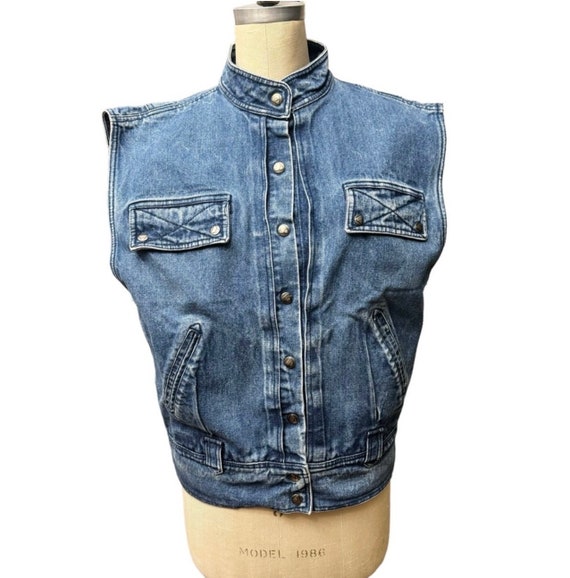 1980s Boxy Denim Vest Liz Claiborne Large