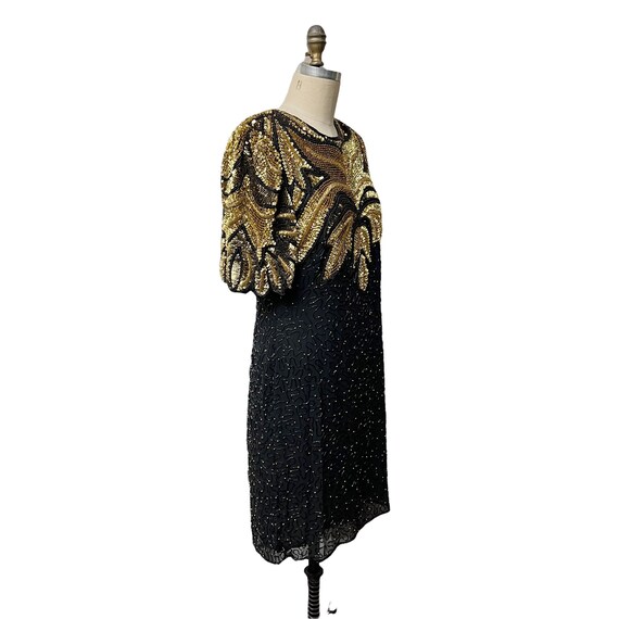 Carina Black And Gold Heavily Beaded and Sequins … - image 6