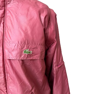 1980s Lacoste Club Tour Collection Mauve Jacket Vest Zip Off Sleeves Nylon Windbreaker M