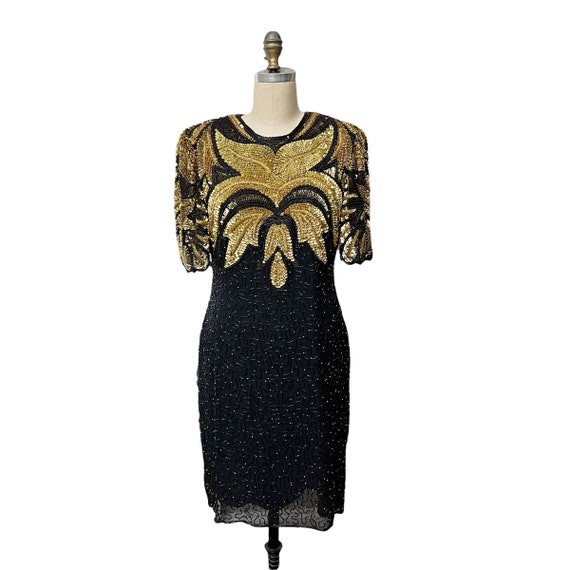 Carina Black And Gold Heavily Beaded and Sequins … - image 2