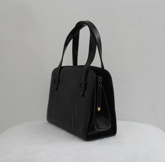 small black patent leather purse