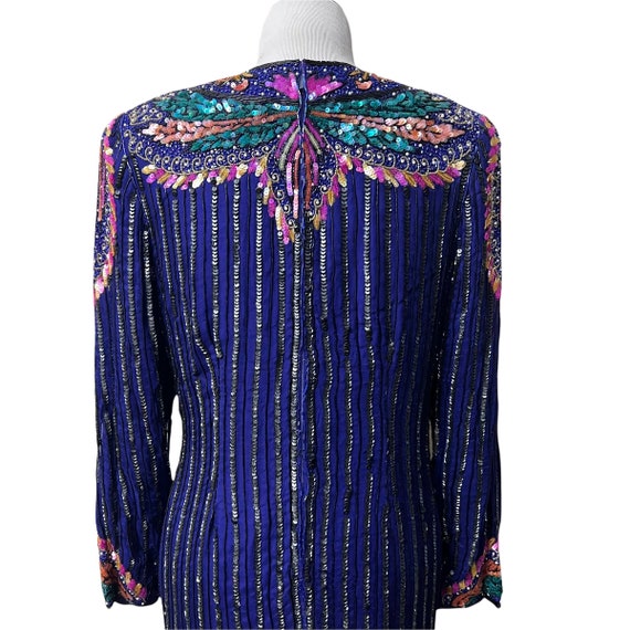 1980s Carina Ornate Beaded Sequins Dress Art Deco… - image 8