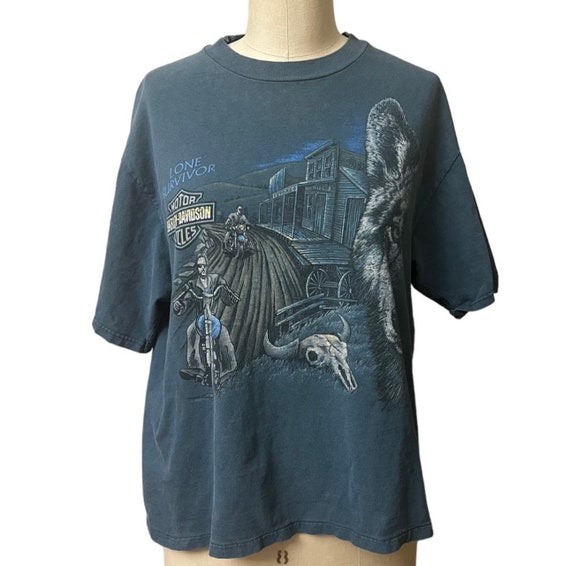 1990s Harley Davidson Motorcycles Lone Survivor Wolf T Shirt Large 