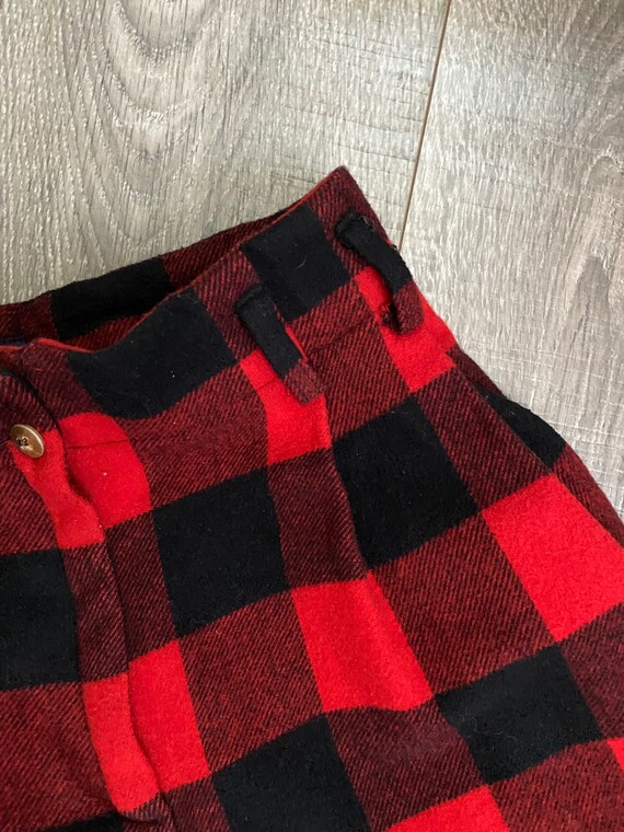 1980s British Khaki Buffalo Check Plaid Shorts Hi… - image 5