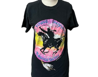 Neil Young Crazy Horse Ragged Glory Tee Indian Horse Vintage