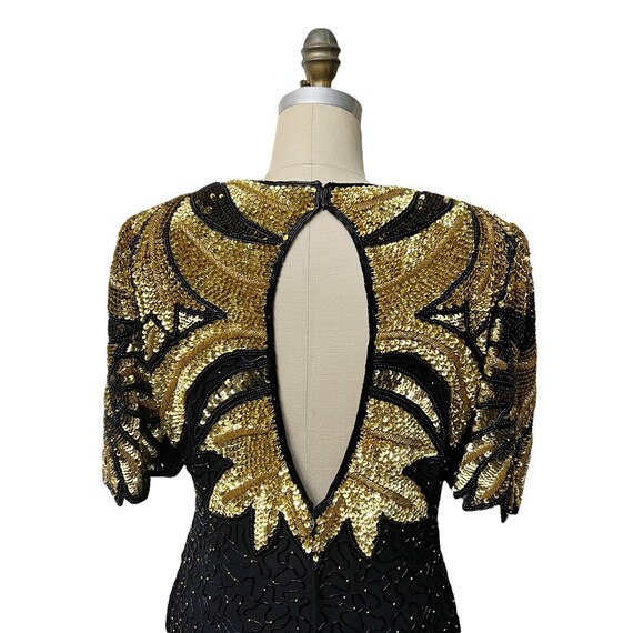 Carina Black And Gold Heavily Beaded and Sequins … - image 9